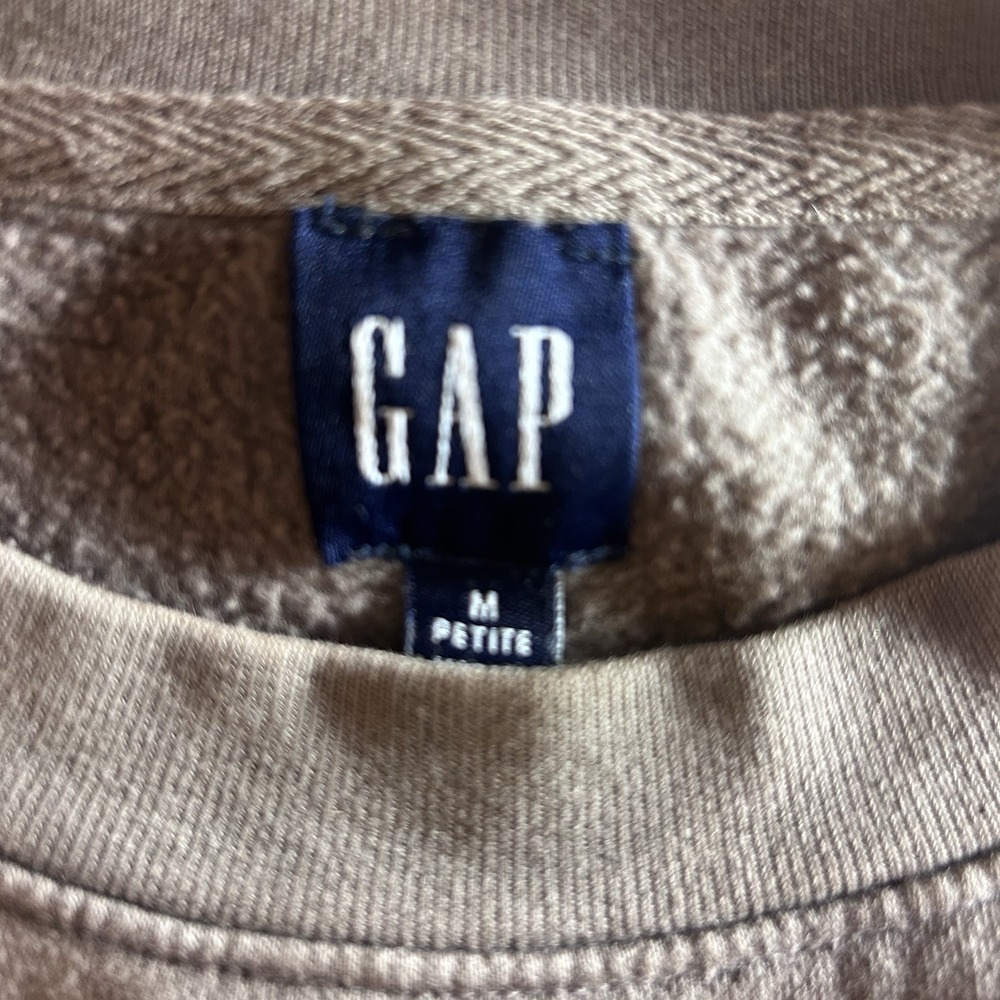 Gap Oversized Crewneck Sweatshirt Medium Petite Taupe Neutral Cozy - Picture 4 of 4